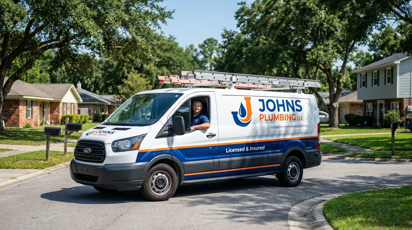 Johns Plumbing LLC service van in Mission Hills, CA