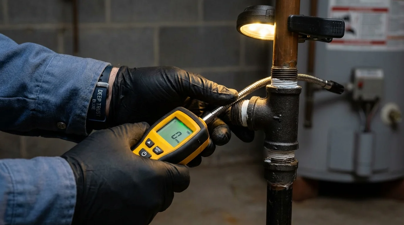 Gas leak detection with electronic sniffer by Johns Plumbing LLC in Mission Hills