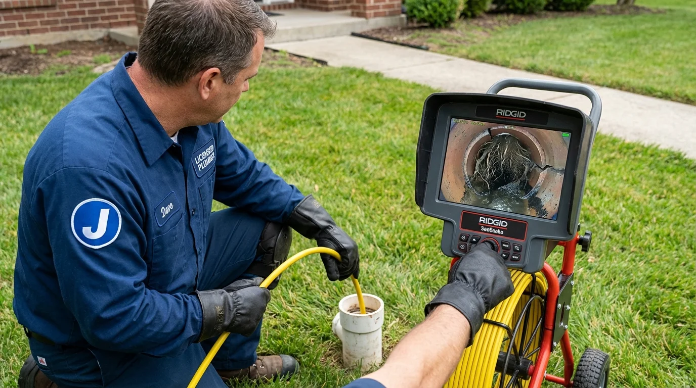 Sewer camera inspection being performed by Johns Plumbing LLC in Mission Hills